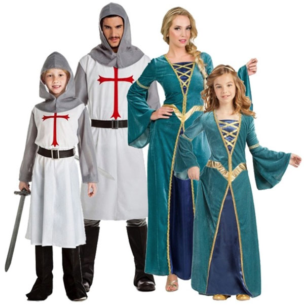 grupo familia medieval disfraz