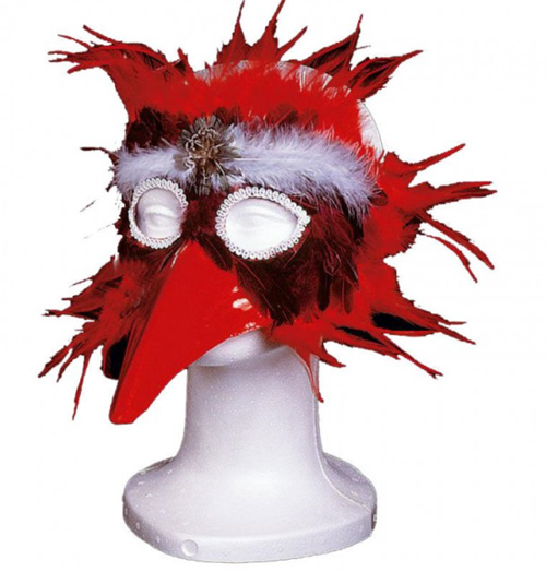 máscara carnaval plumas roja