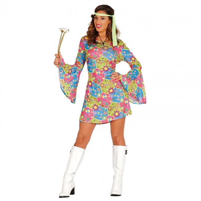 disfraz hippie flores mujer